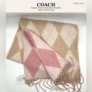 COACH Argyle Print Oversized Muffler NEW WITH TAG   Perfect Gift